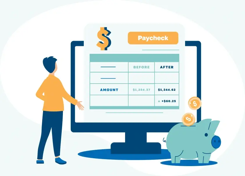 Paycheck illustration showing pre-tax deduction funding real coverage through the §125 structure